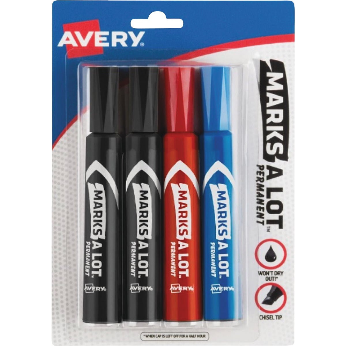 Marks-A-Lot Assorted Color Regular Chisel Tip Permanent Marker (4-Pack)