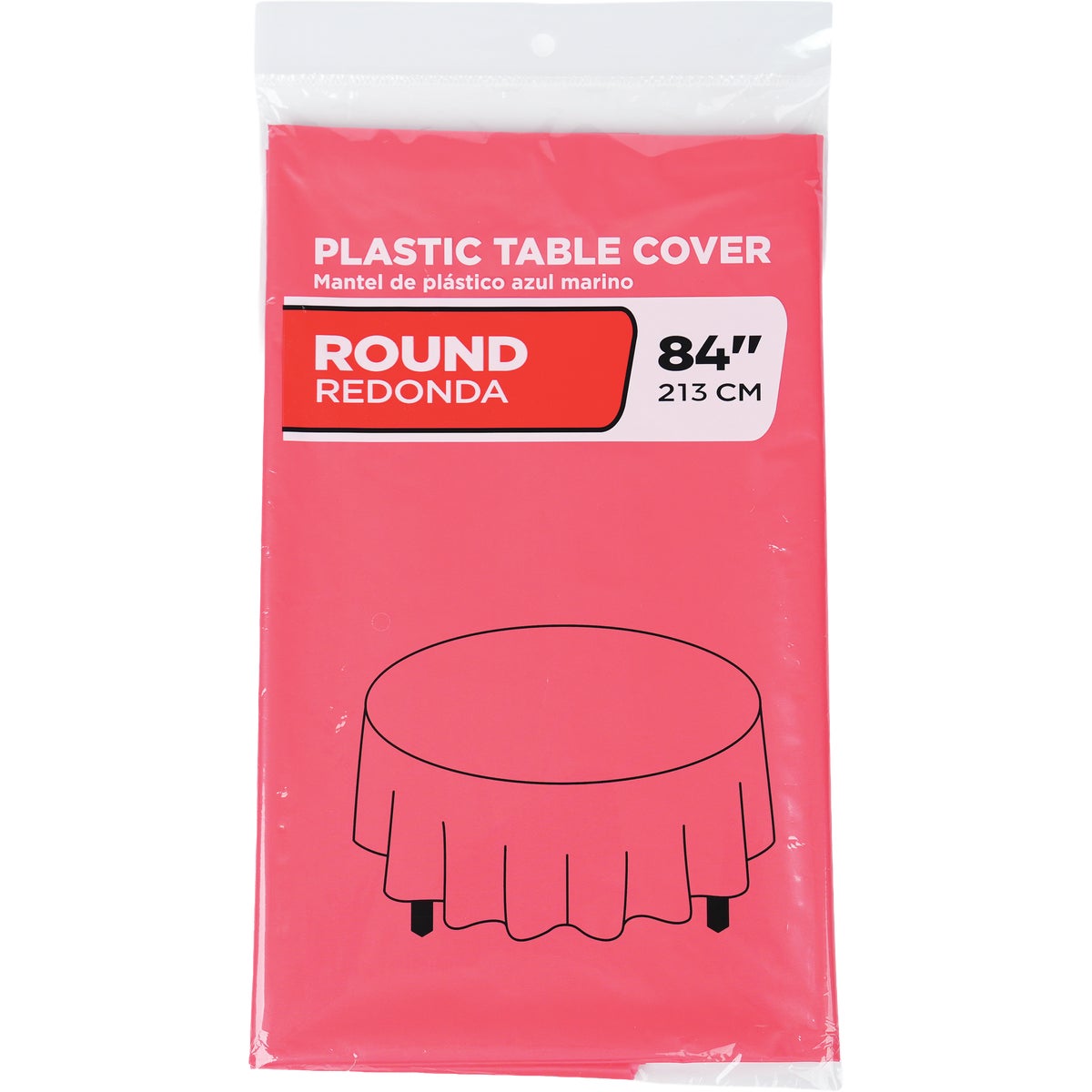 84 In. Red Round Plastic Table Cover