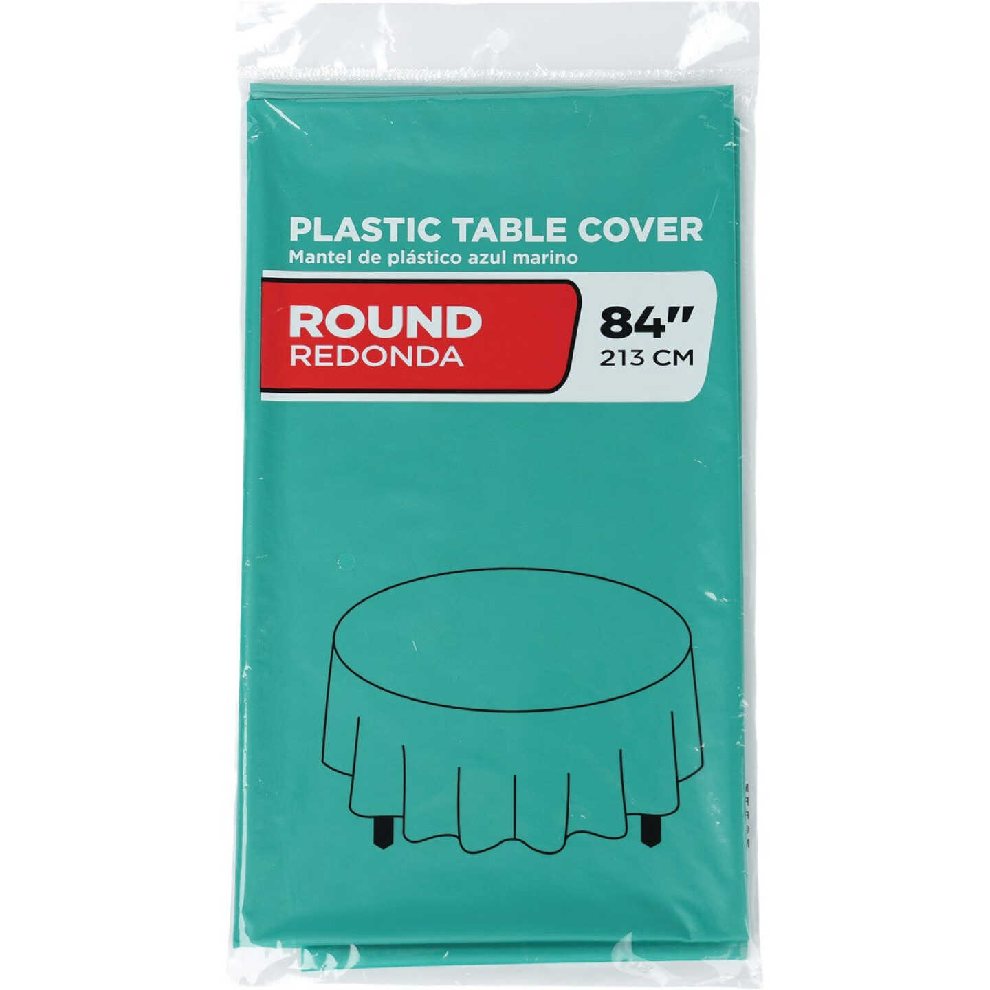 84 In. Emerald Green Round Plastic Table Cover Image 1