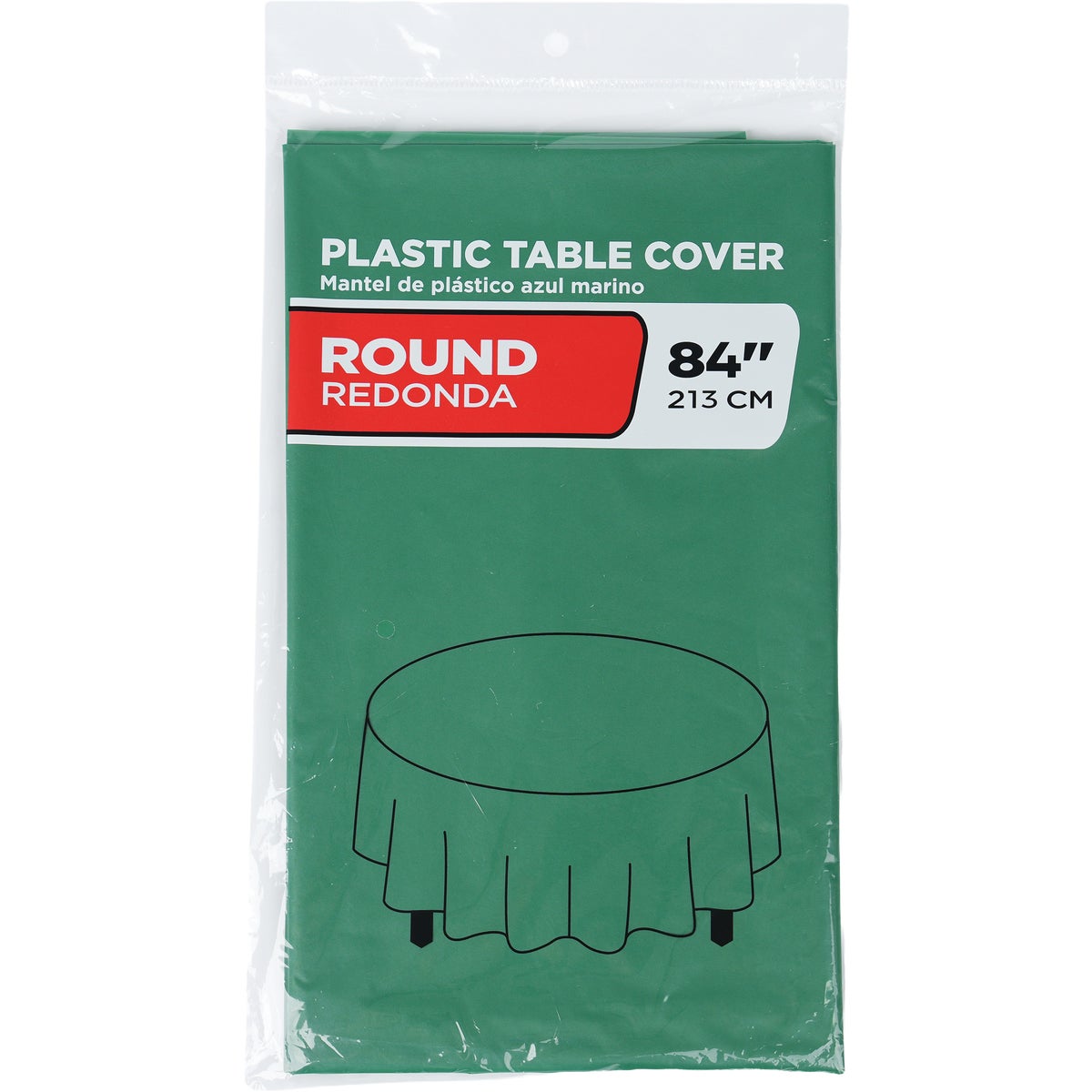 84 In. Hunter Green Round Plastic Table Cover