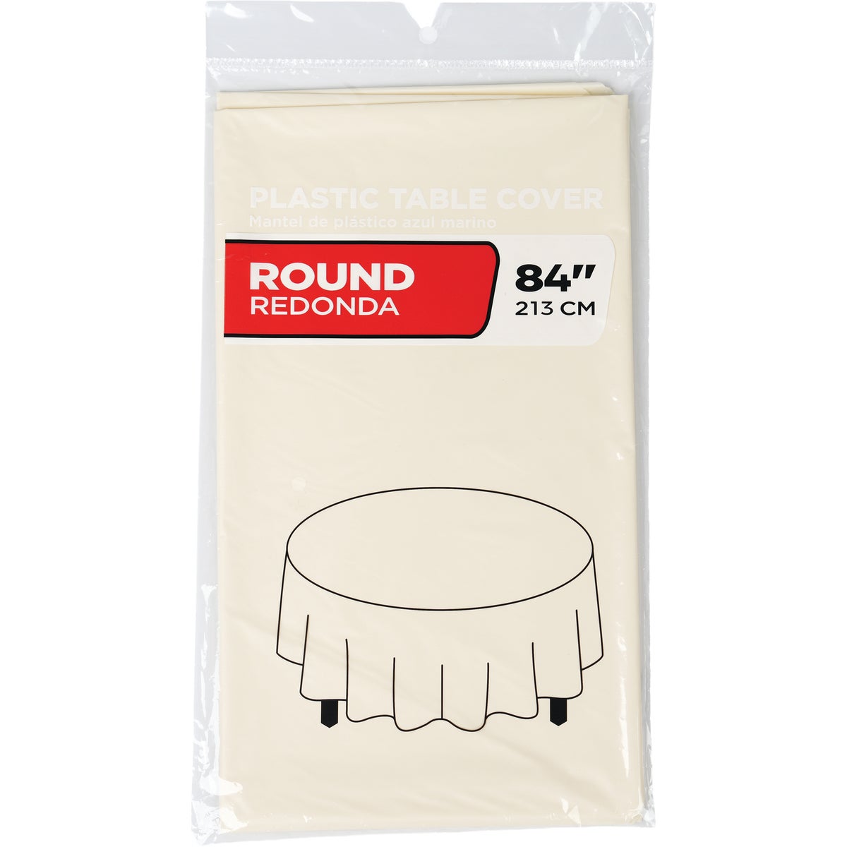 84 In. Ivory Round Plastic Table Cover