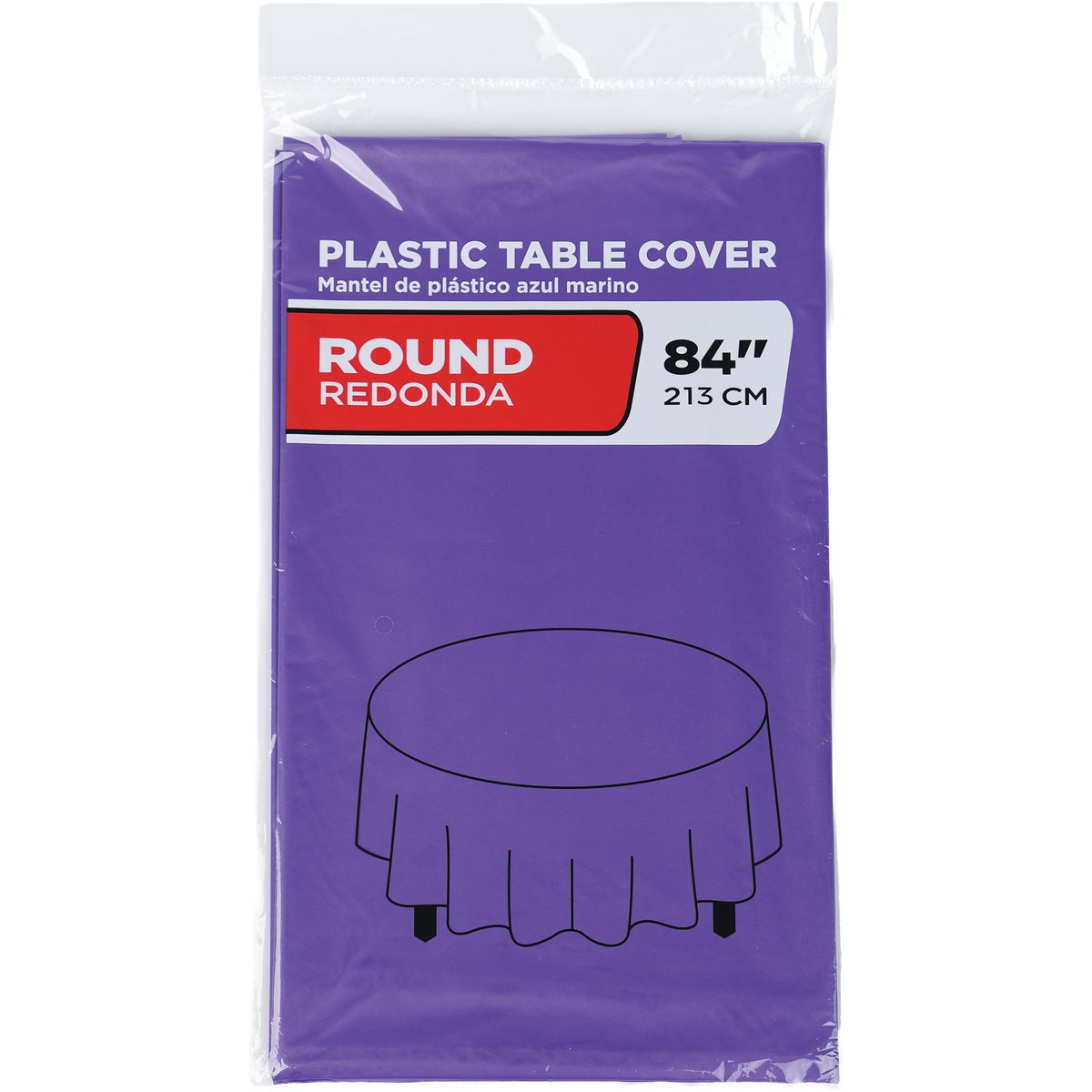 84 In. Purple Round Plastic Table Cover