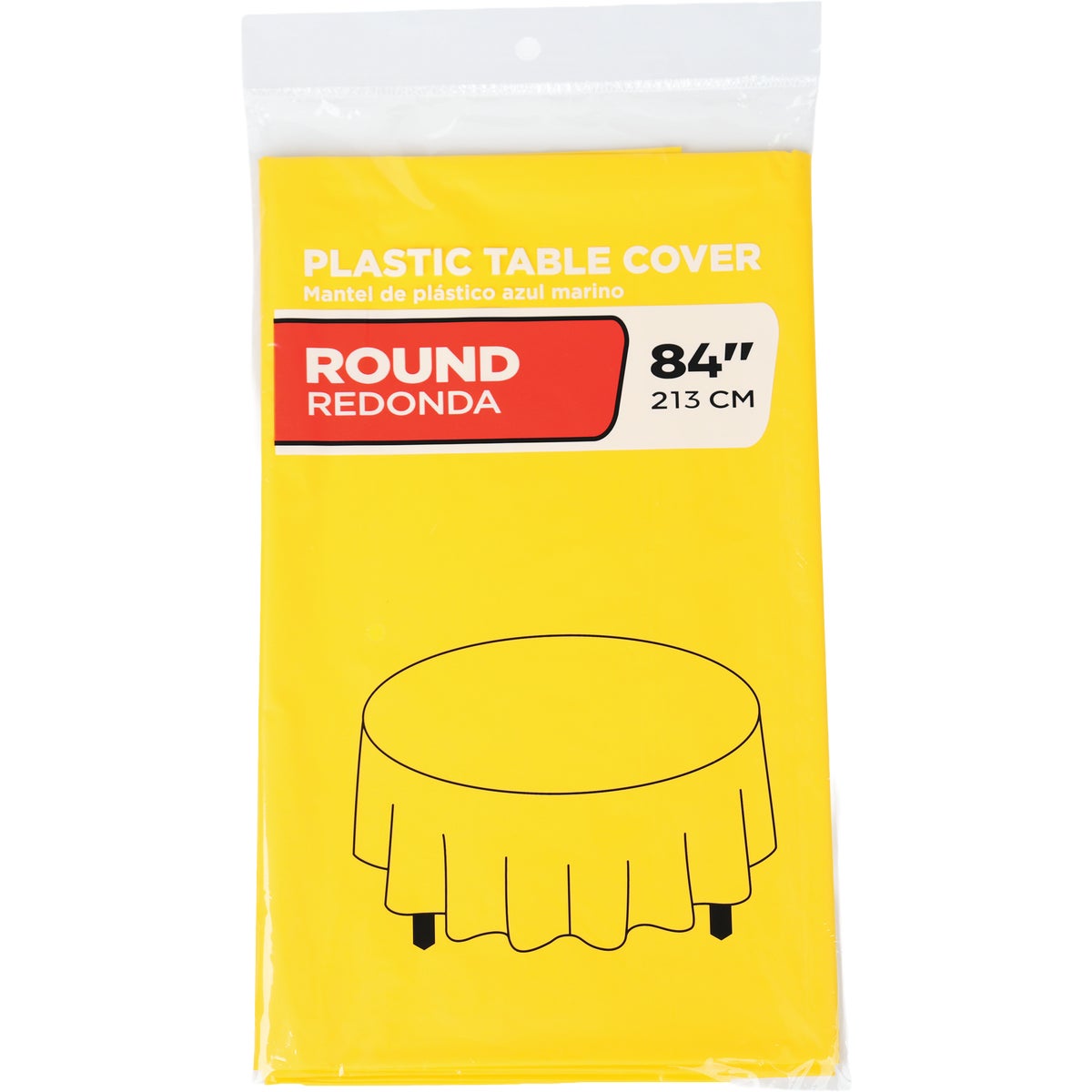 84 In. Yellow Round Plastic Table Cover