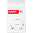 84 In. White Round Plastic Table Cover Image 1