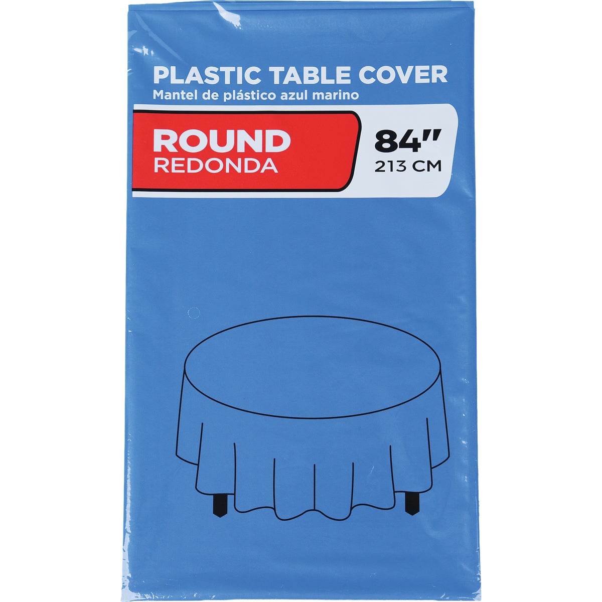 84 In. Cobalt Blue Round Plastic Table Cover