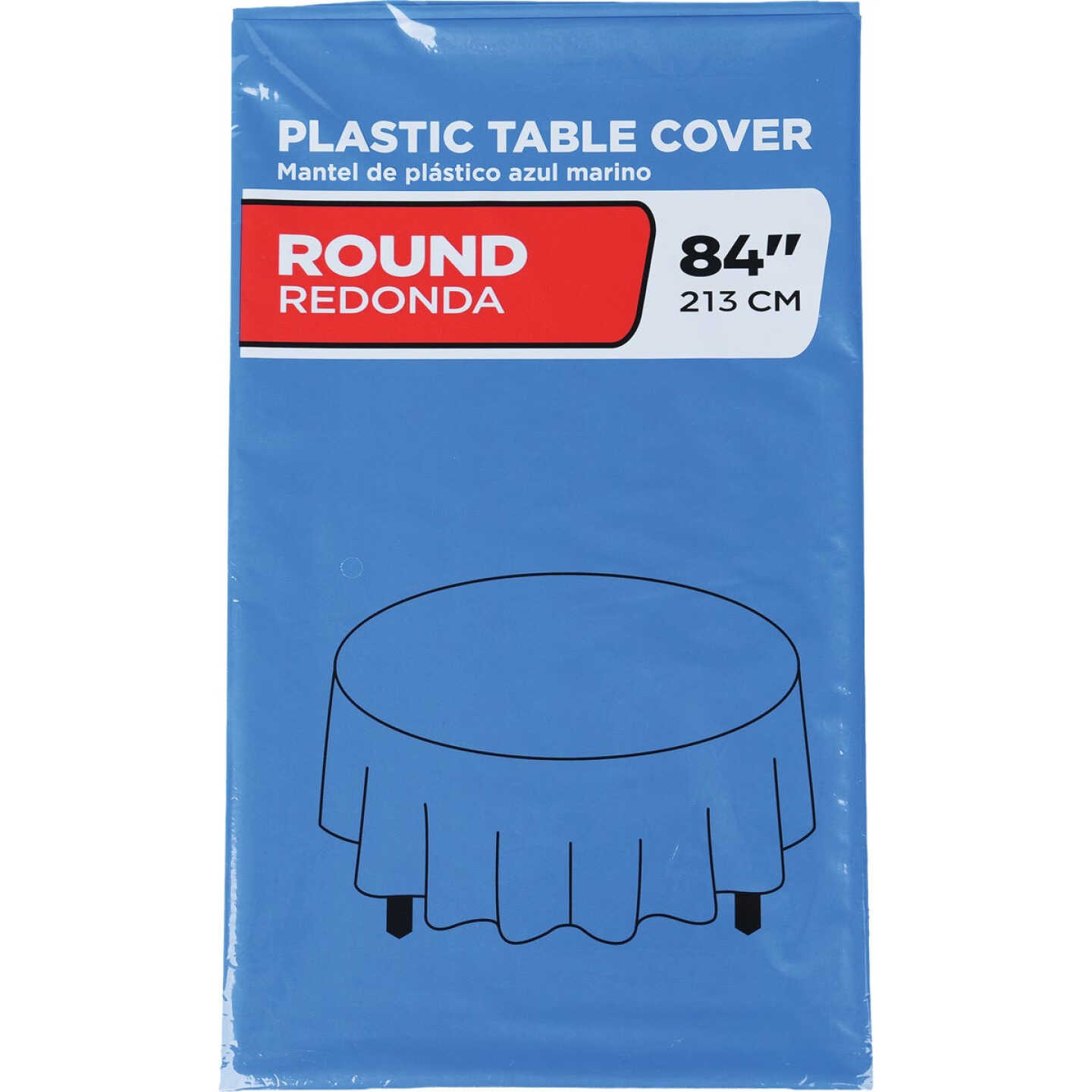 84 In. Cobalt Blue Round Plastic Table Cover Image 1
