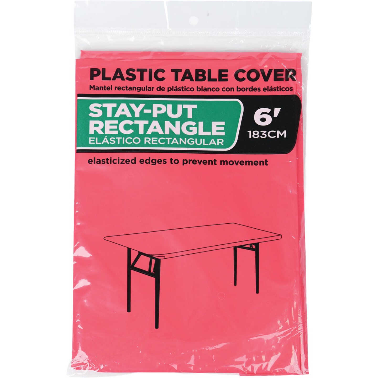 30 In. x 72 In. Red Stay-Put Fitted Rectangular Table Cover Image 1