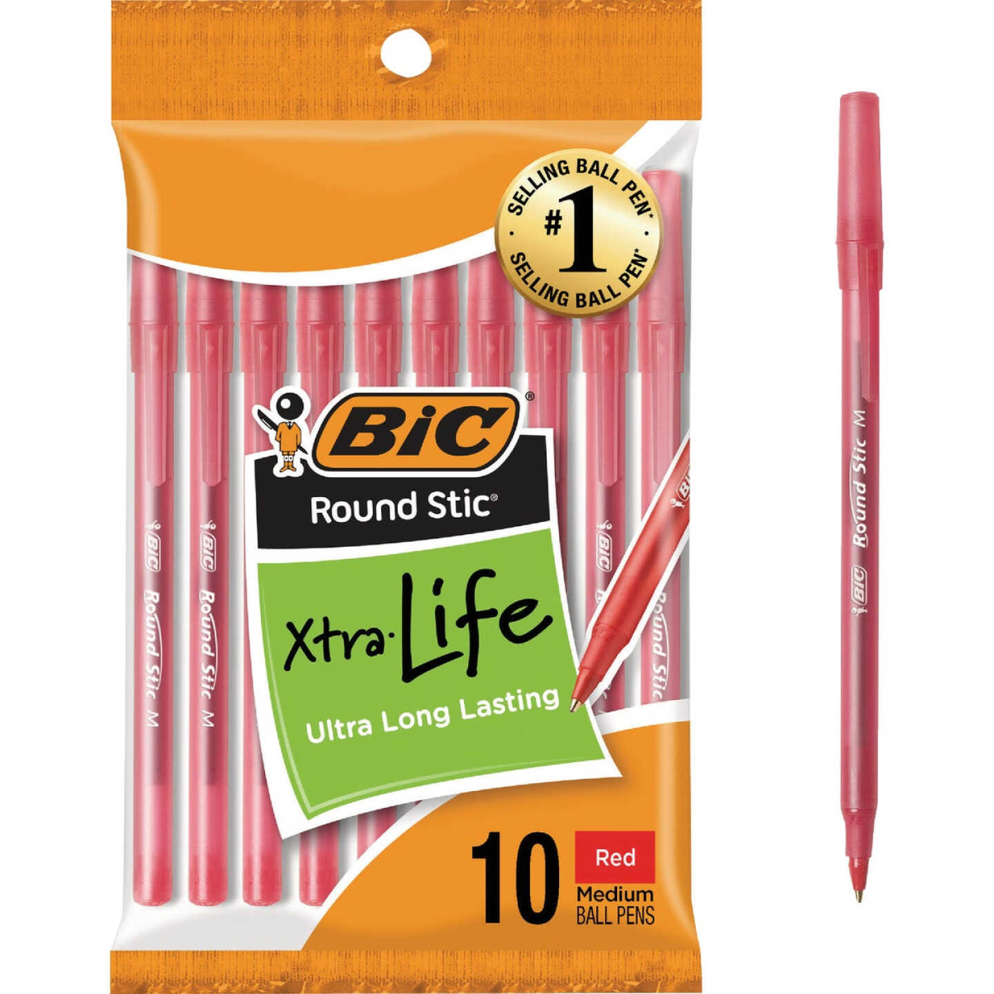 BIC Round Stic Medium Point Red Ball Pen (10-Pack) Image 1