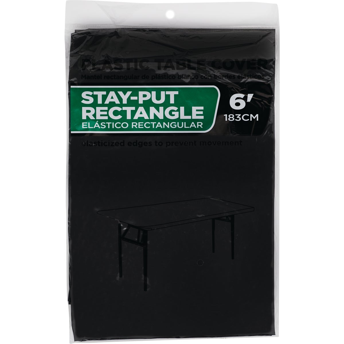 30 In. x 72 In. Black Stay-Put Fitted Rectangular Table Cover