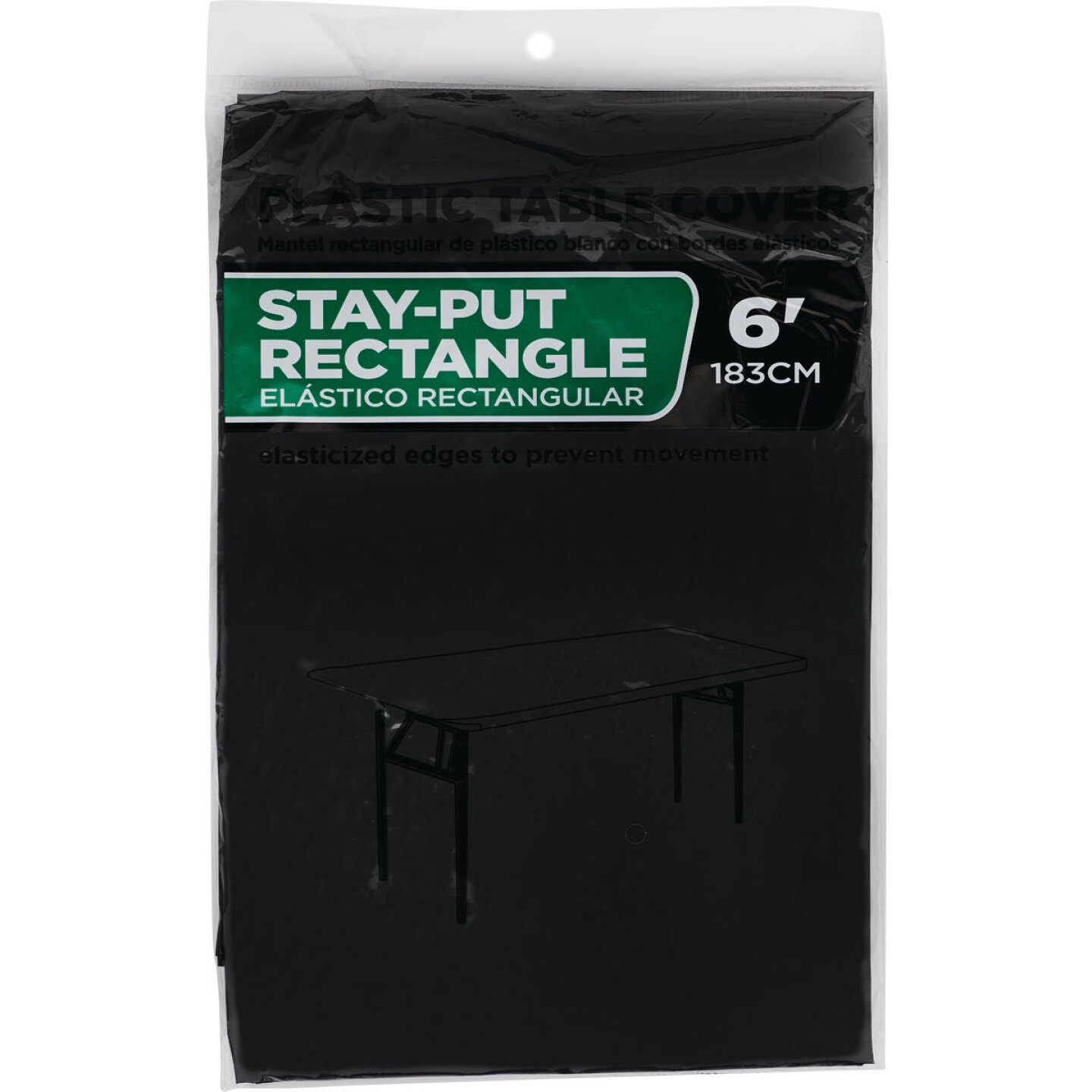 30 In. x 72 In. Black Stay-Put Fitted Rectangular Table Cover Image 1