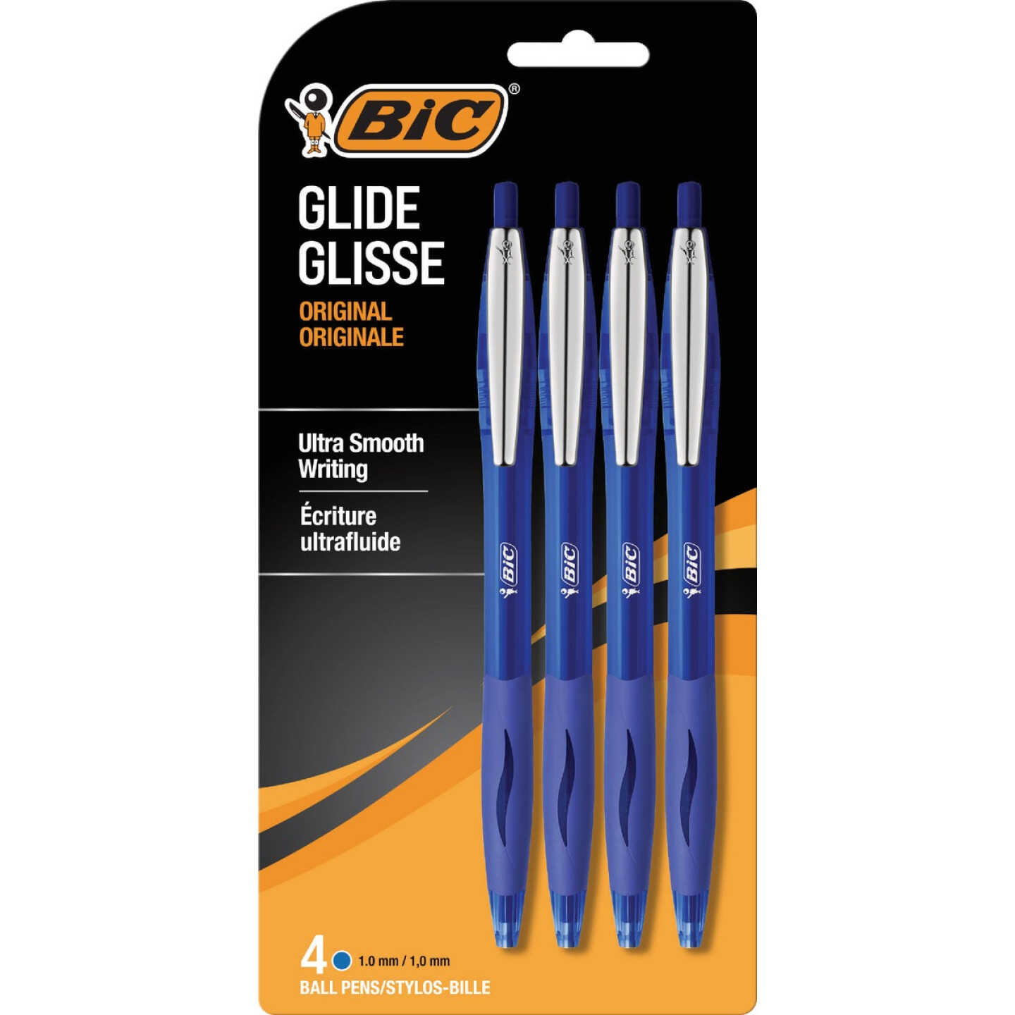 BIC Glide Original Medium Point Blue Ball Pen (4-Pack) Image 1